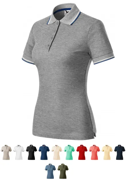 Klassisches Poloshirt für Damen, dunkelgrauer Marmor