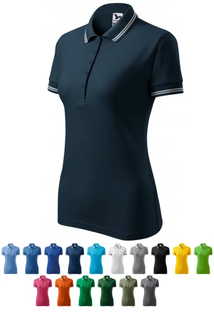 Kontrast-Poloshirt für Damen, dunkelblau