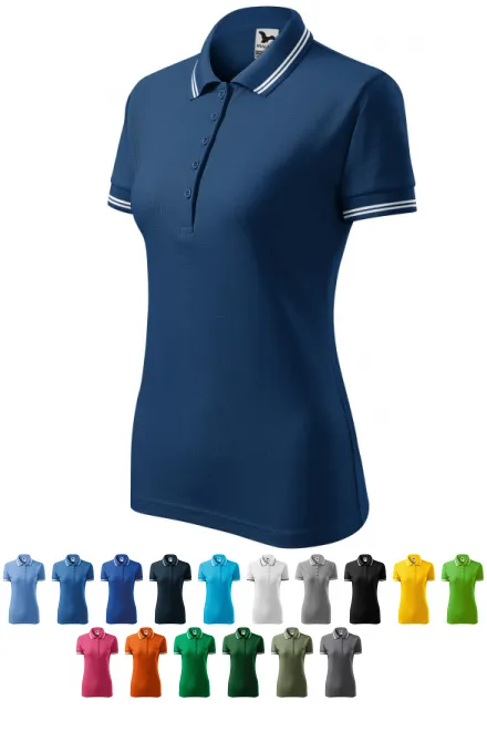 Kontrast-Poloshirt für Damen, Mitternachtsblau