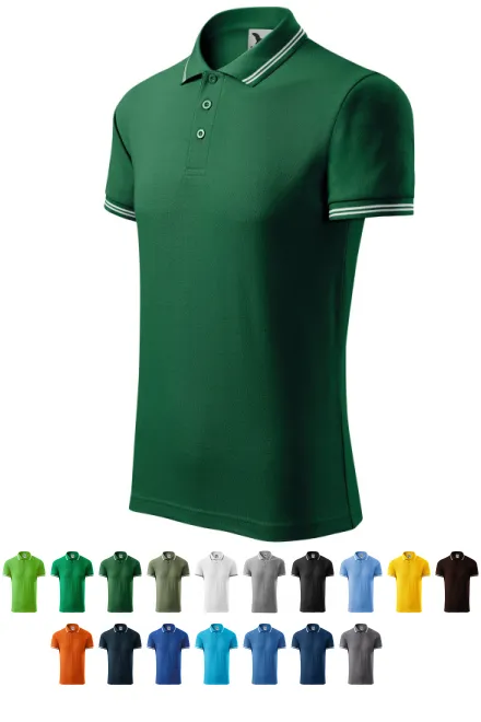Kontrastiertes Poloshirt für Herren, Flaschengrün