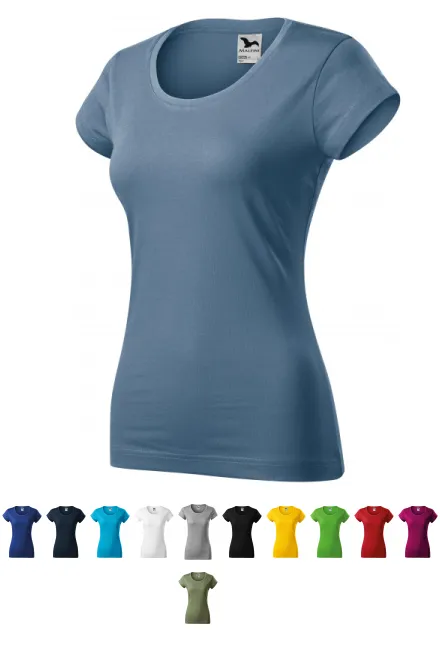 Slim Fit Damen T-Shirt mit rundem Halsausschnitt, denim
