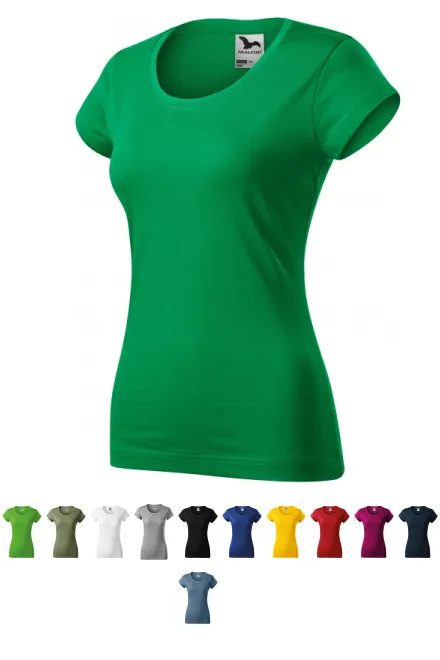 Slim Fit Damen T-Shirt mit rundem Halsausschnitt, Grasgrün