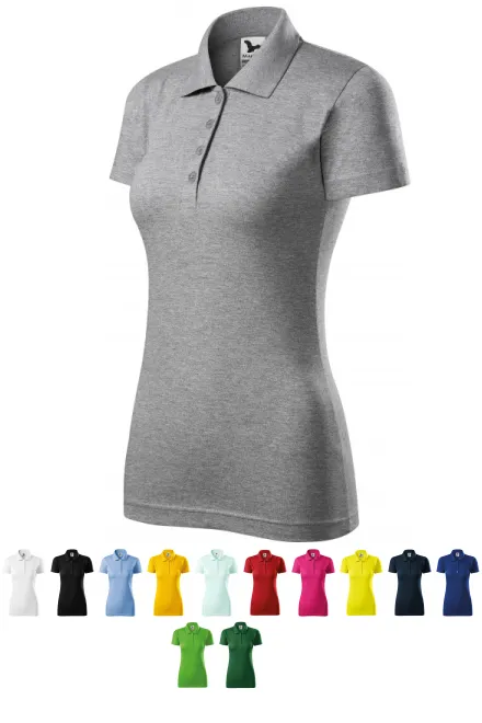 Slim Fit Poloshirt für Damen, dunkelgrauer Marmor