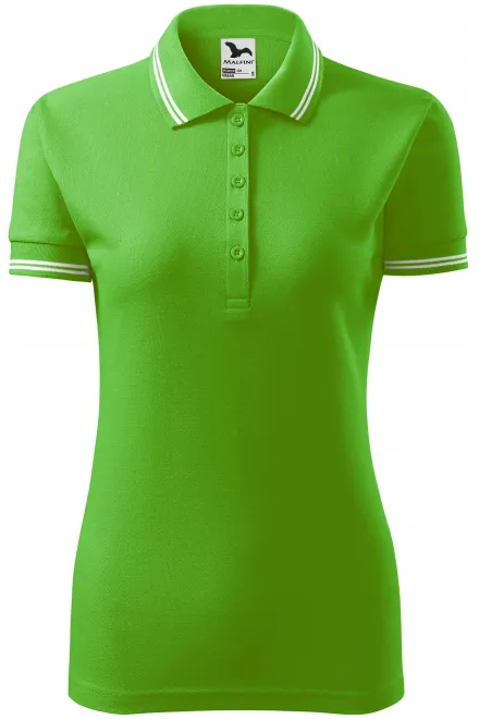 Kontrast-Poloshirt für Damen - Apfelgrün, S