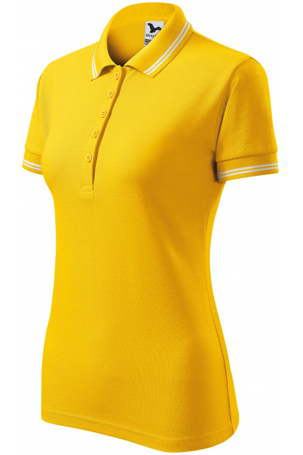 Kontrast-Poloshirt für Damen, gelb, Damen-Poloshirts