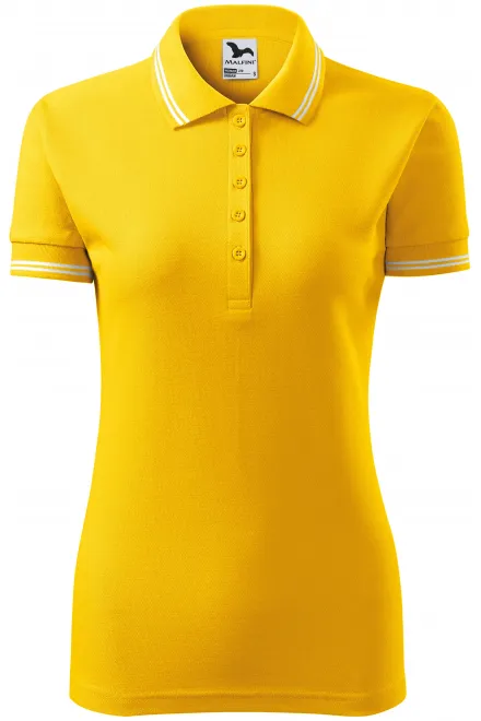 Kontrast-Poloshirt für Damen - gelb, S