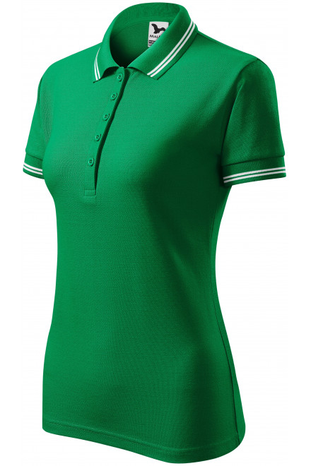 Kontrast-Poloshirt für Damen, Grasgrün, Damen-Poloshirts