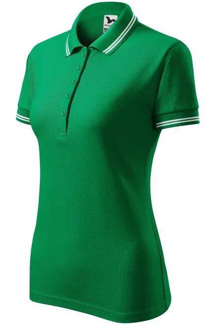 Kontrast-Poloshirt für Damen, Grasgrün