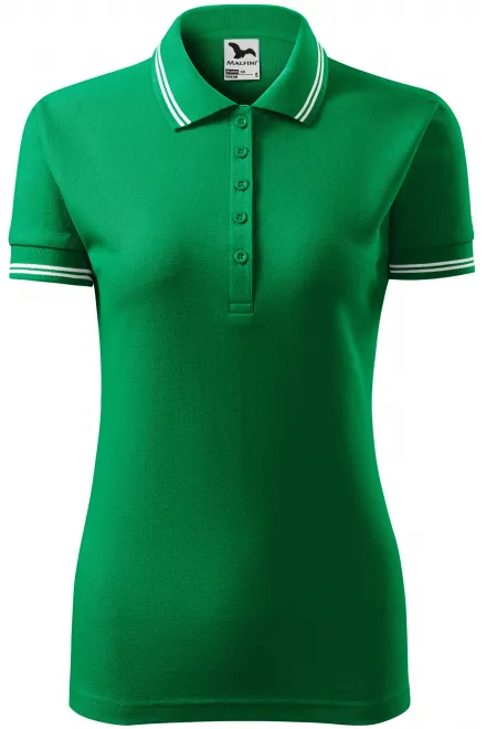 Kontrast-Poloshirt für Damen - Grasgrün, S