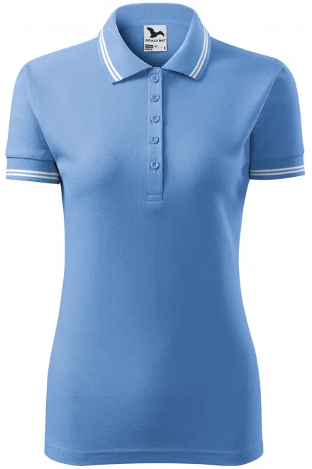 Kontrast-Poloshirt für Damen - Himmelblau, S
