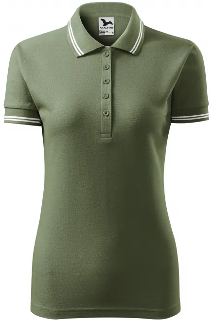 Kontrast-Poloshirt für Damen - khaki, S