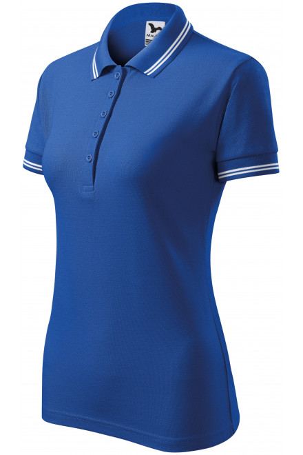 Kontrast-Poloshirt für Damen, königsblau, Damen-T-Shirts