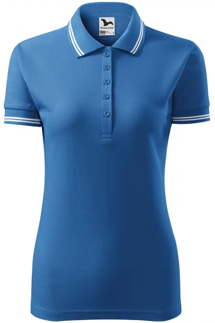 Kontrast-Poloshirt für Damen - hellblau, S