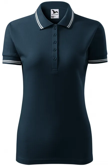 Kontrast-Poloshirt für Damen - dunkelblau, S