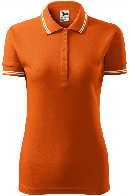 Kontrast-Poloshirt für Damen - orange, S