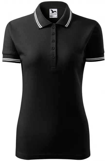 Kontrast-Poloshirt für Damen - schwarz, S