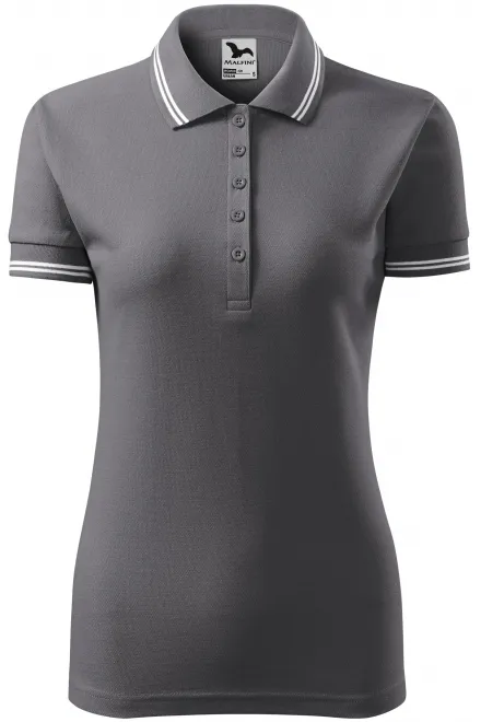 Kontrast-Poloshirt für Damen - stahlgrau, S