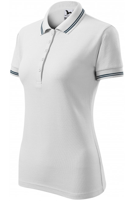 Kontrast-Poloshirt für Damen, weiß, T-Shirts mit kurzen Ärmeln
