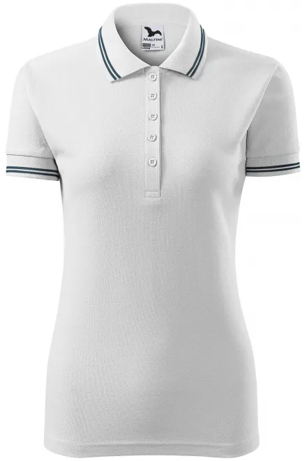 Kontrast-Poloshirt für Damen - weiß, S