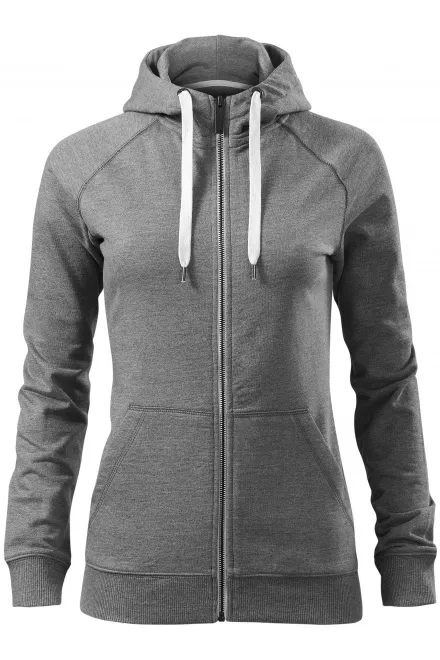 Kontrastfarbenes Damen-Sweatshirt mit Kapuze - dunkelgrauer Marmor, M