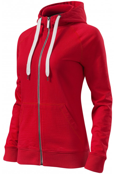 Kontrastfarbenes Damen-Sweatshirt mit Kapuze, formula red, Damen-Sweatshirts