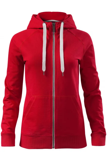 Kontrastfarbenes Damen-Sweatshirt mit Kapuze - formula red, M