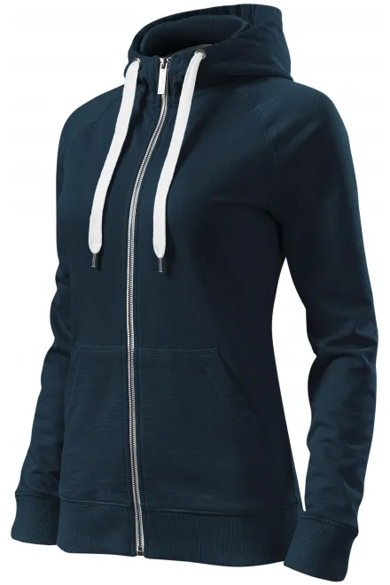 Kontrastfarbenes Damen-Sweatshirt mit Kapuze, dunkelblau