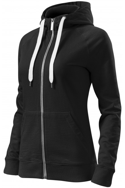 Kontrastfarbenes Damen-Sweatshirt mit Kapuze, schwarz