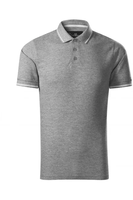 Kontrastiertes Poloshirt für Herren - dunkelgrauer Marmor, S