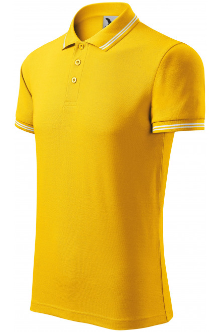 Kontrastiertes Poloshirt für Herren, gelb, Herren-Poloshirts