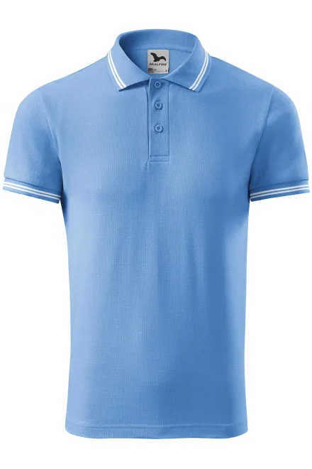 Kontrastiertes Poloshirt für Herren - Himmelblau, S
