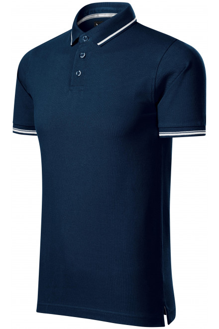 Kontrastiertes Poloshirt für Herren, dunkelblau, T-Shirts mit kurzen Ärmeln