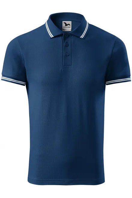 Kontrastiertes Poloshirt für Herren - Mitternachtsblau, S