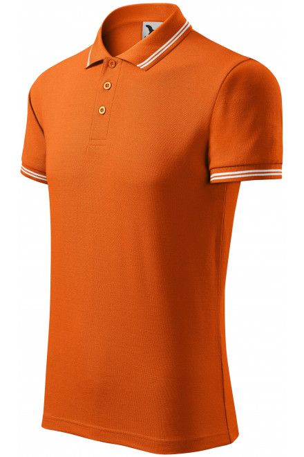 Kontrastiertes Poloshirt für Herren, orange, Herren-T-Shirts