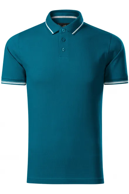 Kontrastiertes Poloshirt für Herren - petrol blue, S