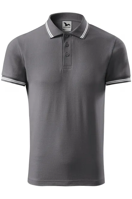 Kontrastiertes Poloshirt für Herren - stahlgrau, S