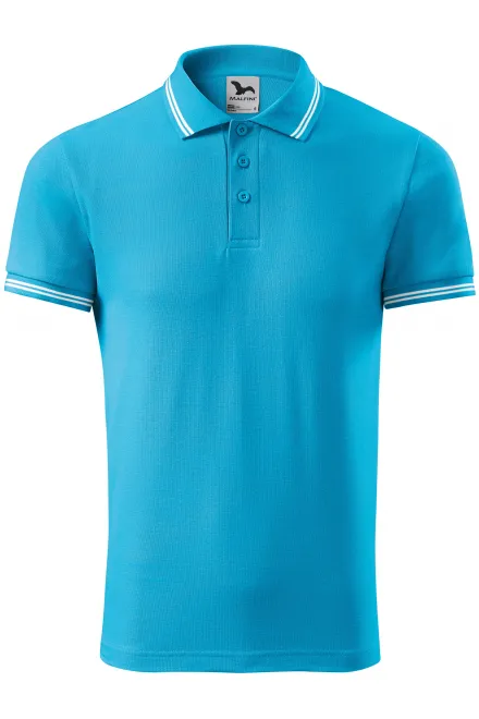 Kontrastiertes Poloshirt für Herren - türkis, S