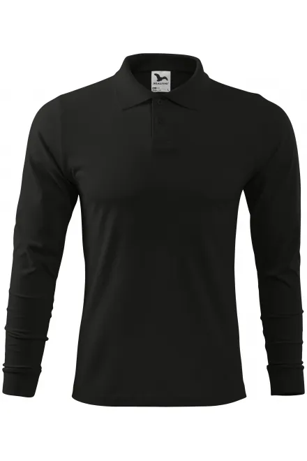 Langärmliges Poloshirt für Herren - schwarz, S