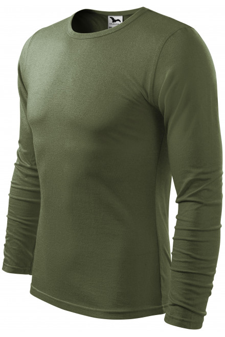 Langärmliges T-Shirt für Männer, khaki, grüne T-Shirts