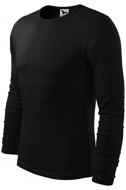 Langärmliges T-Shirt für Männer, schwarz, einfarbige T-Shirts