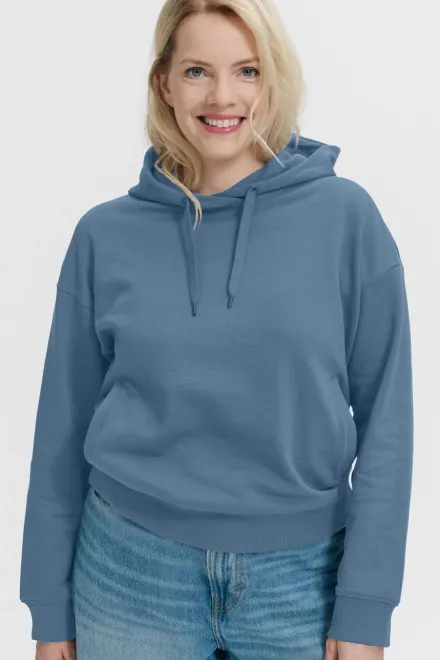 Bequemes Damen-Sweatshirt mit Kapuze, denim