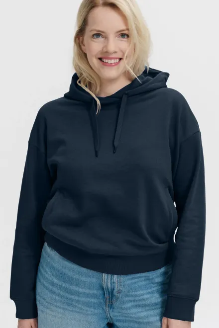 Bequemes Damen-Sweatshirt mit Kapuze, dunkelblau