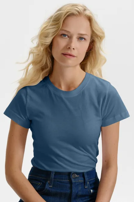 Damen einfaches T-Shirt, denim