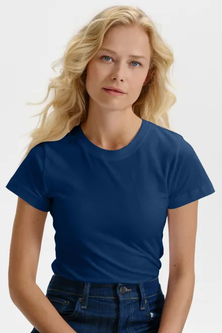 Damen einfaches T-Shirt, Mitternachtsblau