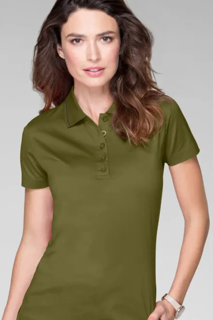 Damen elegantes mercerisiertes Poloshirt, Avocado