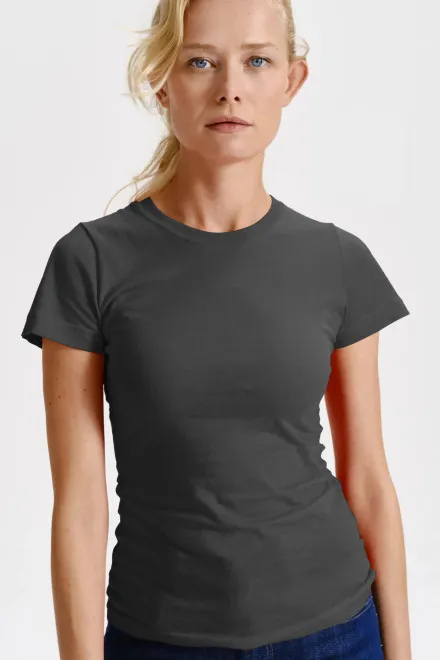 Damen klassisches T-Shirt, Ebenholz Grau
