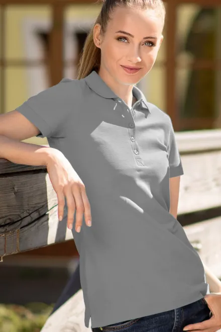 Damen Poloshirt, dunkelgrauer Marmor