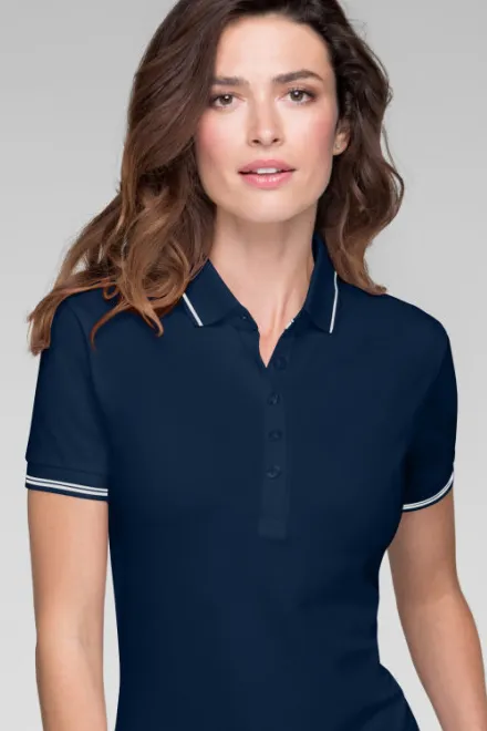 Damen Poloshirt mit kurzen Ärmeln, dunkelblau