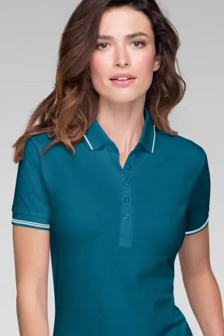 Damen Poloshirt mit kurzen Ärmeln, petrol blue