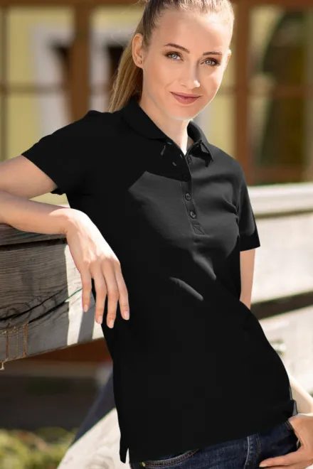 Damen Poloshirt, schwarz